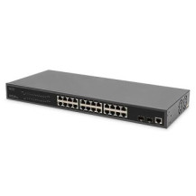 DIGITUS Switch di rete Gigabit PoE a 24 porte, 19 pollici, L2 gestito, 2 porte uplink, SFP, 430 W, af/at