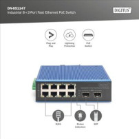 DIGITUS Industrieller 8+2 -Port Fast Ethernet PoE Switch