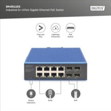 DIGITUS Switch PoE Gigabit Ethernet industriale a 8+4 porte
