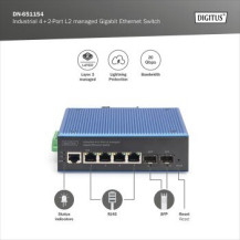 Switch Gigabit Ethernet industriale DIGITUS a 4+2 porte L2 gestito
