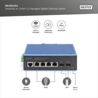 Switch Gigabit Ethernet industriale DIGITUS a 4+2 porte L2 gestito