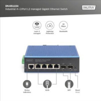 Switch Gigabit Ethernet industriale DIGITUS a 4+2 porte L2 gestito