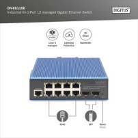 DIGITUS Industrieller 8+2-Port L2 managed Gigabit Ethernet Switch