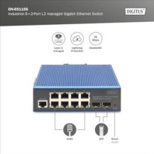 DIGITUS Industrieller 8+2-Port L2 managed Gigabit Ethernet Switch