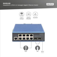 DIGITUS Industrieller 8+2-Port L2 managed Gigabit Ethernet Switch