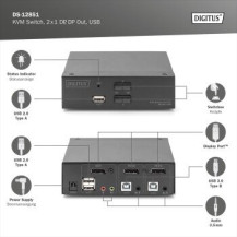 DIGITUS KVM Switch, 2x1 DP, DP Out, USB