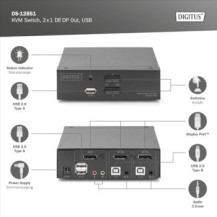 DIGITUS KVM Switch, 2x1 DP, DP Out, USB