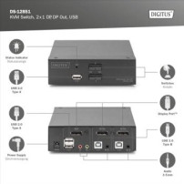 DIGITUS KVM Switch, 2x1 DP, DP Out, USB