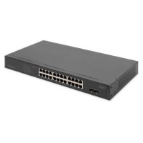 DIGITUS Switch di rete Gigabit a 24 porte, 19 pollici, non gestito, 2 porte uplink, SFP