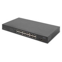 DIGITUS Switch di rete Gigabit a 24 porte, 19 pollici, non gestito, 2 porte uplink, SFP