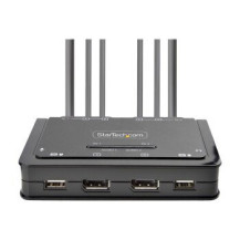 StarTech.com Switch KVM con 2 porte DisplayPort e 2 monitor, 4K 60Hz, KVM compatto con cavi integrati USB-A/DisplayPort/audio da
