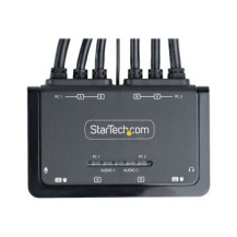 StarTech.com Switch KVM con 2 porte DisplayPort e 2 monitor, 4K 60Hz, KVM compatto con cavi integrati USB-A/DisplayPort/audio da