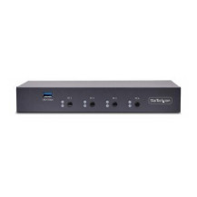 StarTech.com Switch KM a 4 porte con roaming del mouse, Switch USB per tastiera/mouse, audio da 3,5 mm e USB, condivisione perif