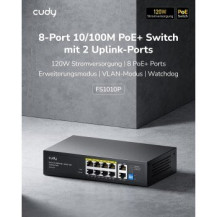 CUDY 8 porte 100 Mbit PoE+/2xUplink non gestito