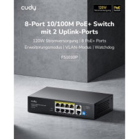 CUDY 8 porte 100 Mbit PoE+/2xUplink non gestito