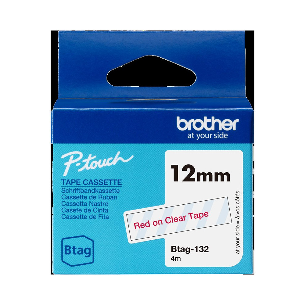 Brother Btag-132 Nastro rosso su trasparente