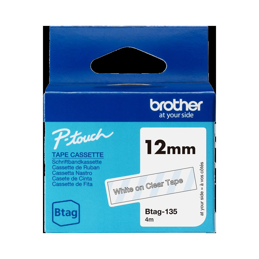 Brother Btag-135 Nastro Bianco su trasparente