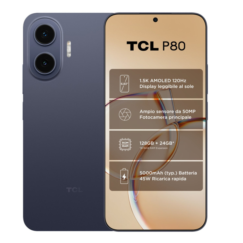 TCL P80 5G DUAL SIM 6.83" OCTA CORE 128GB RAM 8GB 5G ITALIA MIDNIGHT BLUE