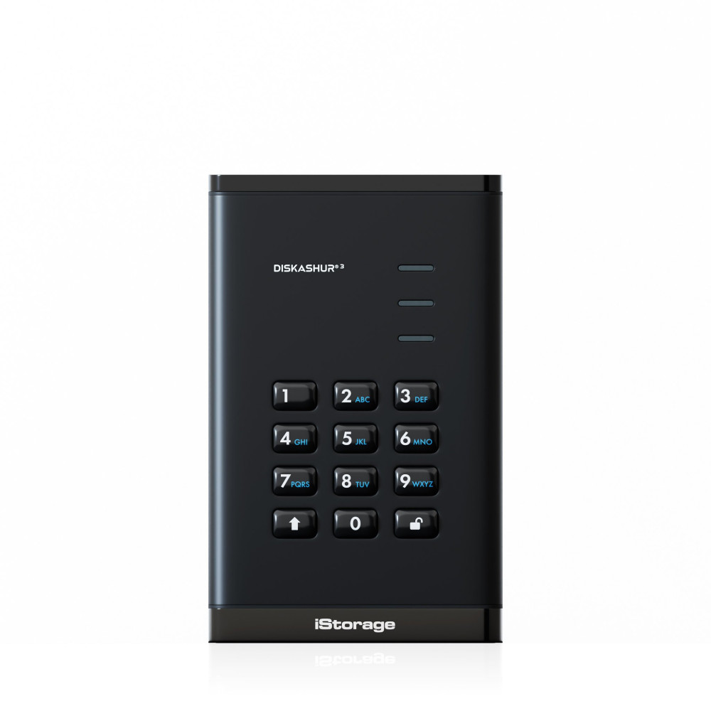 iStorage diskAshur3 HDD disco rigido esterno 4 TB 2.5" USB tipo-C 3.2 Gen 1 (3.1 Gen 1) Nero