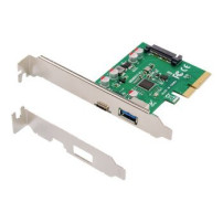 DIGITUS DS-30225 - PCIe - USB 3.2 Gen 2 (3.1 Gen 2) - Piena altezza/Basso profilo - PCIe 2.0 - SATA a 15 pin - Verde