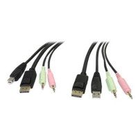 StarTech.com Cavo switch KVM DisplayPort USB 4 in 1 con audio e microfono 1,8 m - 1,829 m - USB - USB - DisplayPort - Nero - Dis