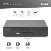 DIGITUS KVM Switch, 4x1 DP, DP Out, USB