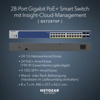 Netgear Smart GS728TXP - V3 - Switch - L3 Lite - Smart - 24 x 10/100/1000 (PoE+)