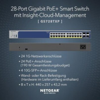 Netgear Smart GS728TXP - V3 - Switch - L3 Lite - Smart - 24 x 10/100/1000 (PoE+)