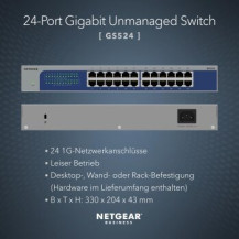 Netgear GS524v3 - Switch - 24 x 10/100/1000 - montabile su rack