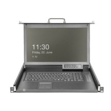 DIGITUS Modulare HD LCD KVM Konsole mit 17″ TFT, 8-Port HDMI KVM Anschluss, Touchpad, deutsches Tastaturlayout