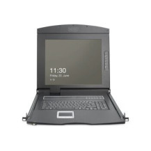 DIGITUS Modulare HD LCD KVM Konsole mit 19″ TFT, 16-Port VGA KVM Anschluss, Touchpad, deutsches Tastaturlayout