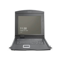 DIGITUS Modulare HD LCD KVM Konsole mit 19″ TFT, 16-Port VGA KVM Anschluss, Touchpad, deutsches Tastaturlayout