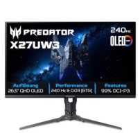 Acer Predator X27UW3bmiiprx Monitor PC 67,3 cm (26.5″) 2560 x 1440 Pixel Quad HD QD-OLED Nero