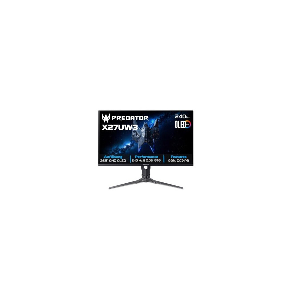 Acer Predator X27UW3bmiiprx Monitor PC 67,3 cm (26.5″) 2560 x 1440 Pixel Quad HD QD-OLED Nero