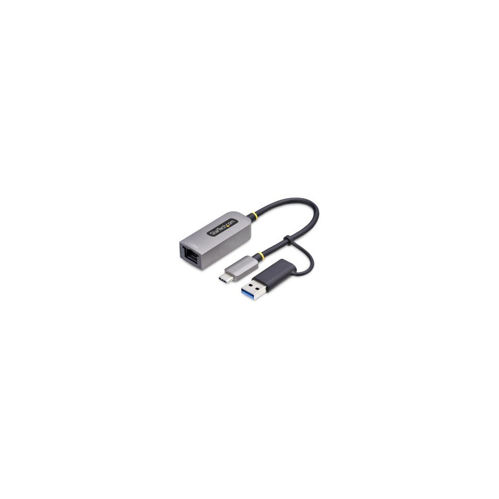 StarTech.com Adattatore da USB-C a Ethernet con dongle USB-A, 10/100/1000Mbps, adattatore di rete da USB 3.0 a Gigabit