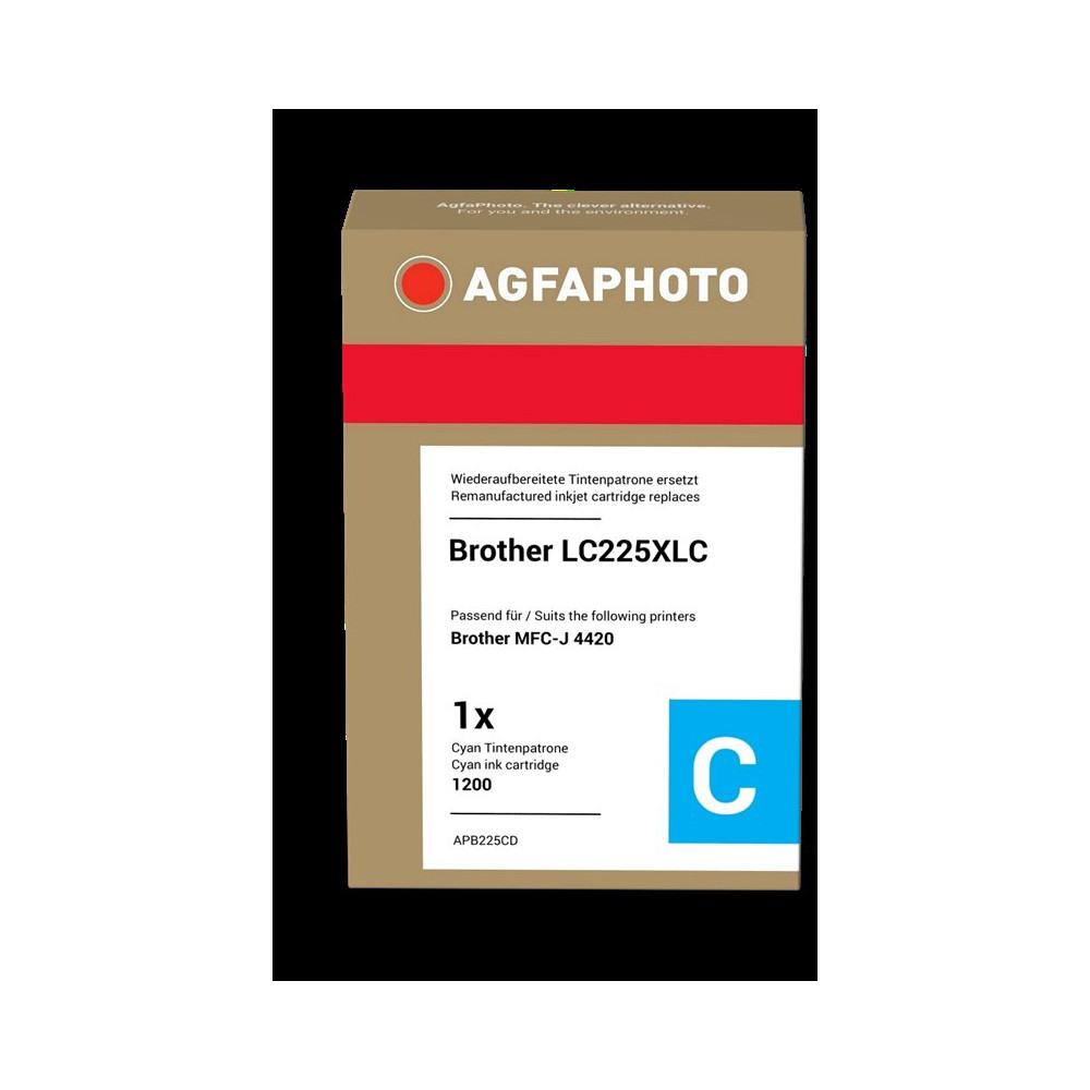 compatibile con Brother LC225XLC ciano  Agfa Photo APB225CD ciano Cartuccia d'inchiostro