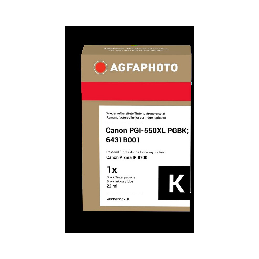 compatibile con Canon PGI-550pgbk XL nero (6431B001)  Agfa Photo APCPGI550XLB nero Cartuccia d'inchiostro