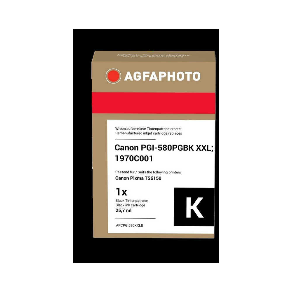 compatibile con Canon PGI-580pgbk XXL nero (1970C001)  Agfa Photo APCPGI580XXLB nero Cartuccia d'inchiostro
