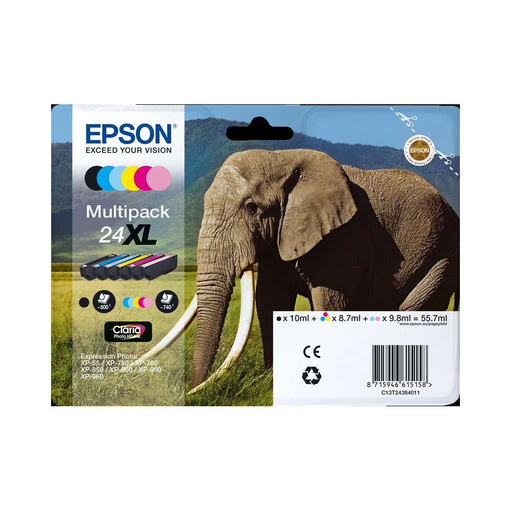 Epson 24 XL Multipack nero / ciano / magenta / giallo / ciano (chiaro) / magenta (chiaro) (C13T24384011)