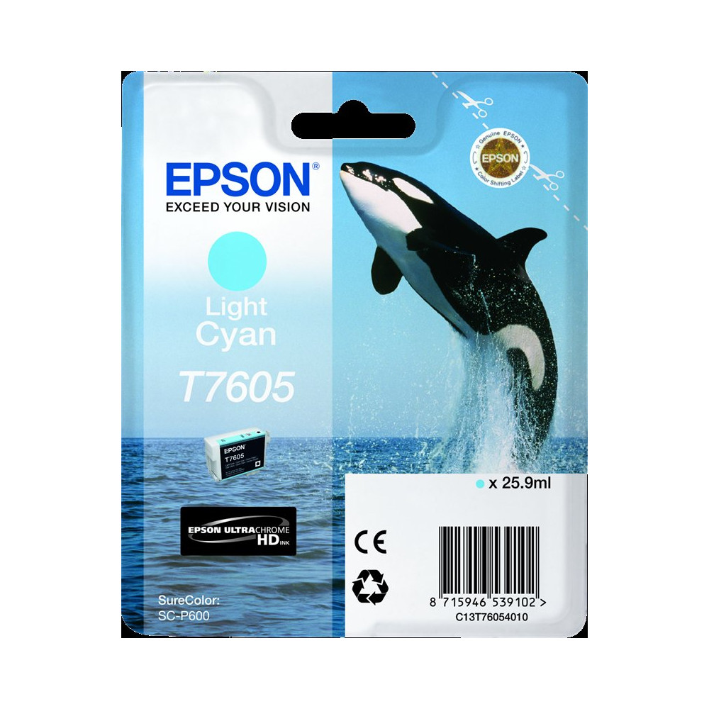 Epson T7605 ciano (chiaro) Cartuccia d'inchiostro (C13T76054010)