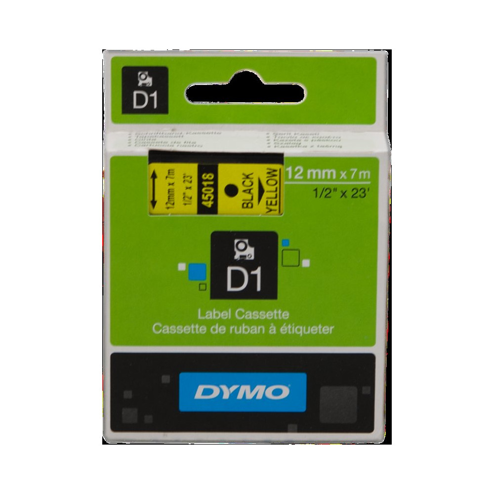 DYMO 45018 Nastro standard D1 autoadesivo Nastro Nero su giallo