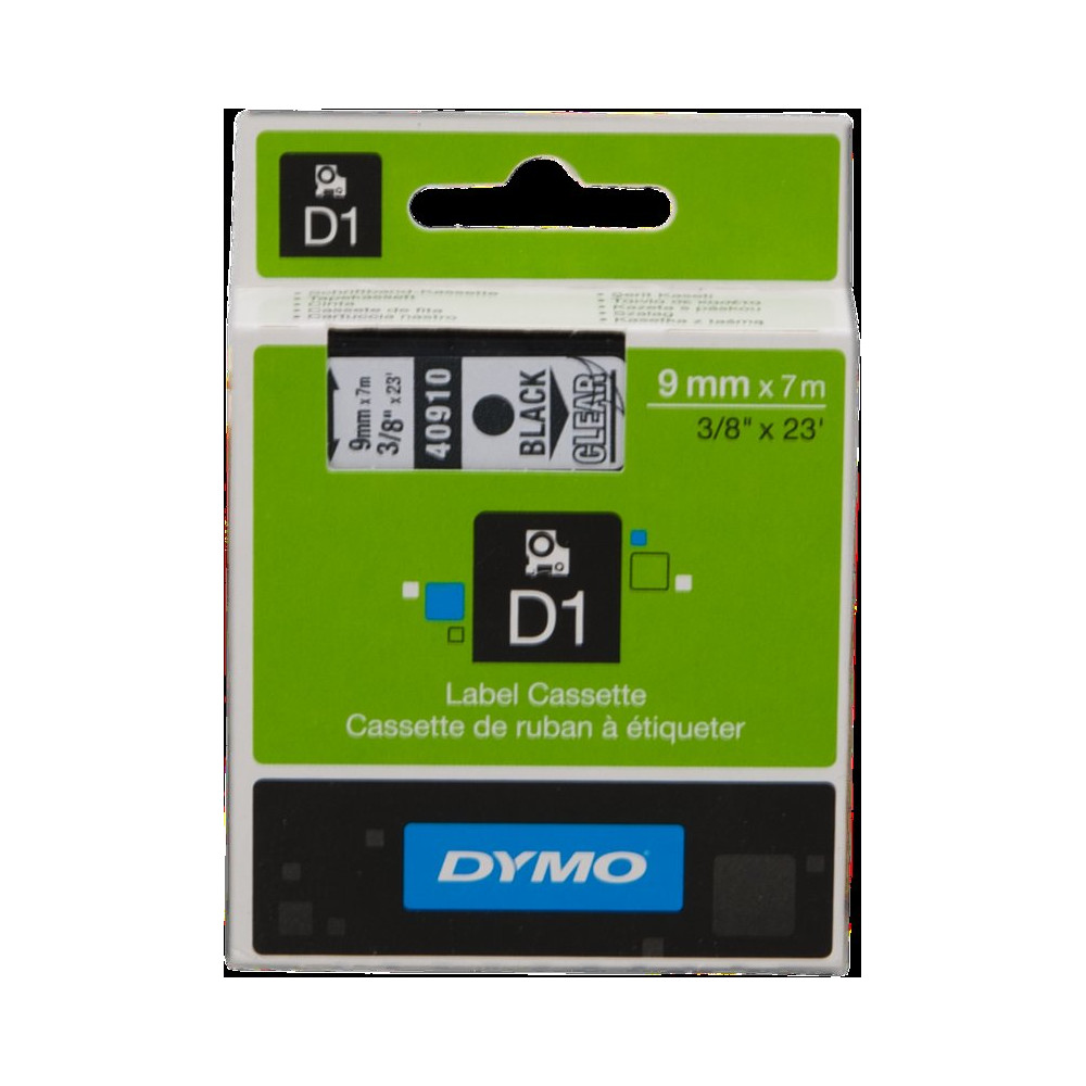 DYMO 40910 Banda D1 standard Nastro Nero su trasparente