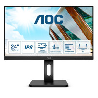 AOC 24P2Q - Monitor a LED - 24" (23.8" visualizzabile) - 1920 x 1080 Full HD (1080p) @ 75 Hz - IPS - 250 cd/m² - 1000:1 - 4 ms -