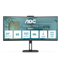 AOC Value-line CU34V5CW/BK - V5 series - monitor a LED - curvato - 34" - 3440 x 1440 WQHD @ 100 Hz - VA - 300 cd/m² - 3000:1 - 4
