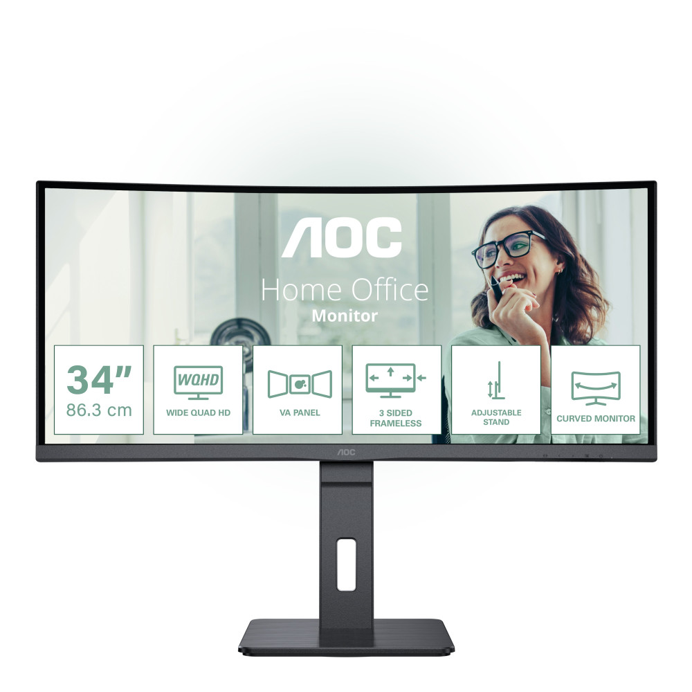 AOC Pro-line CU34P3CV - P3 Series - monitor a LED - curvato - 34" - 3440 x 1440 UWQHD @ 100 Hz - VA - 300 cd/m² - 3000:1 - 4 ms AOC Pro-line CU34P3CV - P3 Series - monitor a LED - curvato - 34" - 3440 x 1440 UWQHD @ 100 Hz - VA - 300 cd/m² - 3000:1 - 4 ms