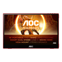 AOC Gaming 16G3 - Monitor a LED - 15.6" - portatile - 1920 x 1080 Full HD (1080p) @ 144 Hz - IPS - 250 cd/m² - 1000:1 - 4 ms - H