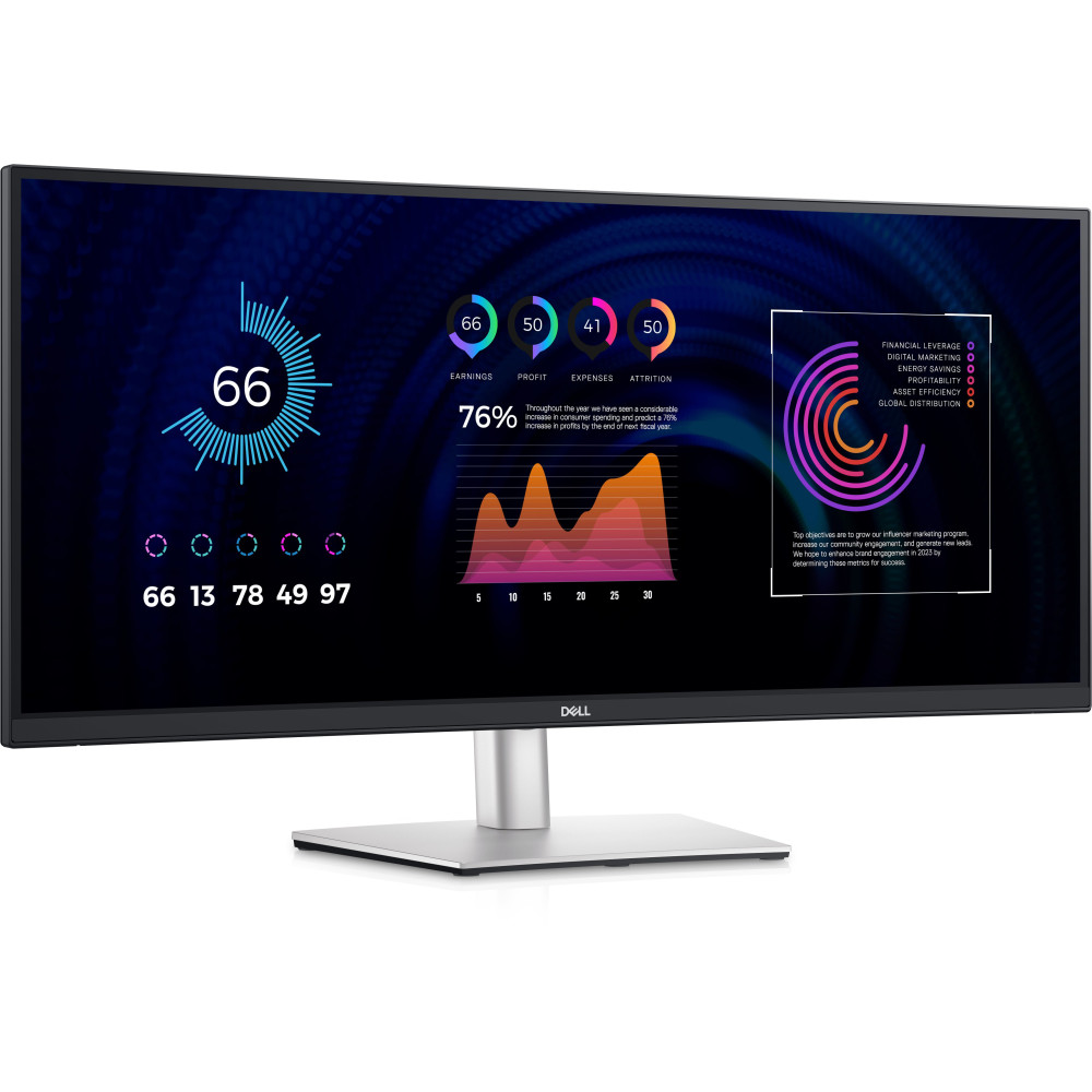 Dell P3424WE - Monitor a LED - curvato - 34" (34.14" visualizzabile) - 3440 x 1440 WQHD @ 60 Hz - IPS - 300 cd/m² - 1000:1 - 5 m