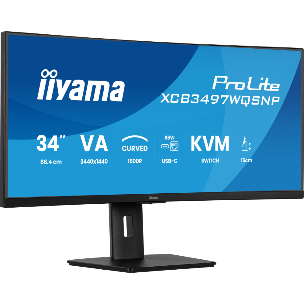 iiyama ProLite XCB3497WQSNP-B1 - Monitor a LED - curvato - 34" - 3440 x 1440 UWQHD @ 120 Hz - VA - 350 cd/m² - 3000:1 - 0.4 ms - iiyama ProLite XCB3497WQSNP-B1 - Monitor a LED - curvato - 34" - 3440 x 1440 UWQHD @ 120 Hz - VA - 350 cd/m² - 3000:1 - 0.4 ms -