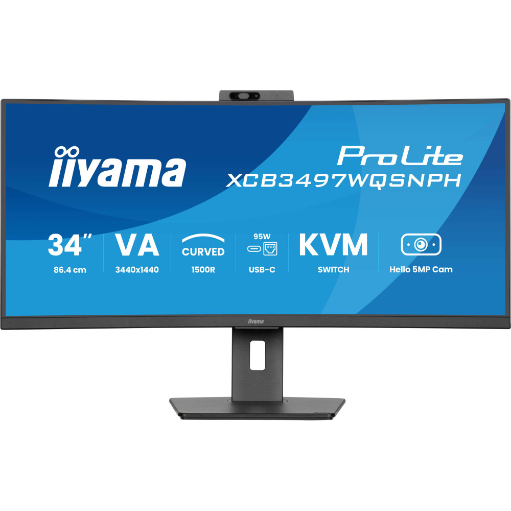iiyama ProLite XCB3497WQSNPH-B1 - Monitor a LED - curvato - 34" (31.3" visualizzabile) - 3440 x 1440 UWQHD @ 120 Hz - VA - 300 c