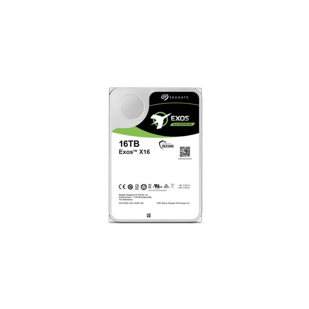 Seagate Exos X16 disco rigido interno 16 TB 7200 Giri/min 256 MB 3.5" Serial ATA III